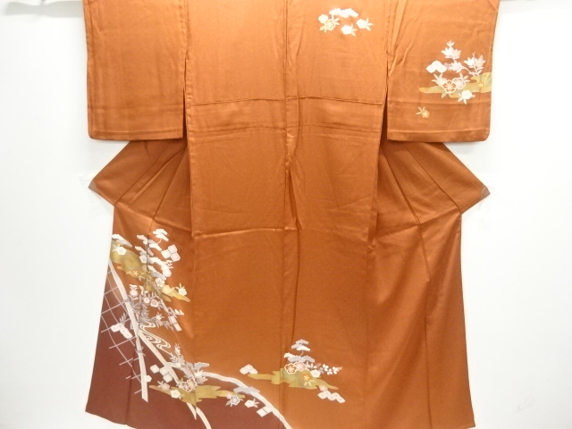 JAPANESE KIMONO / HITOE HOMONGI / FLOWER CLASSICAL PATTERN
